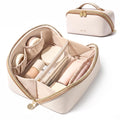 Prite Makeup Bag Travel Toiletry Bag Open Flat Cosmetic Organizer for Women