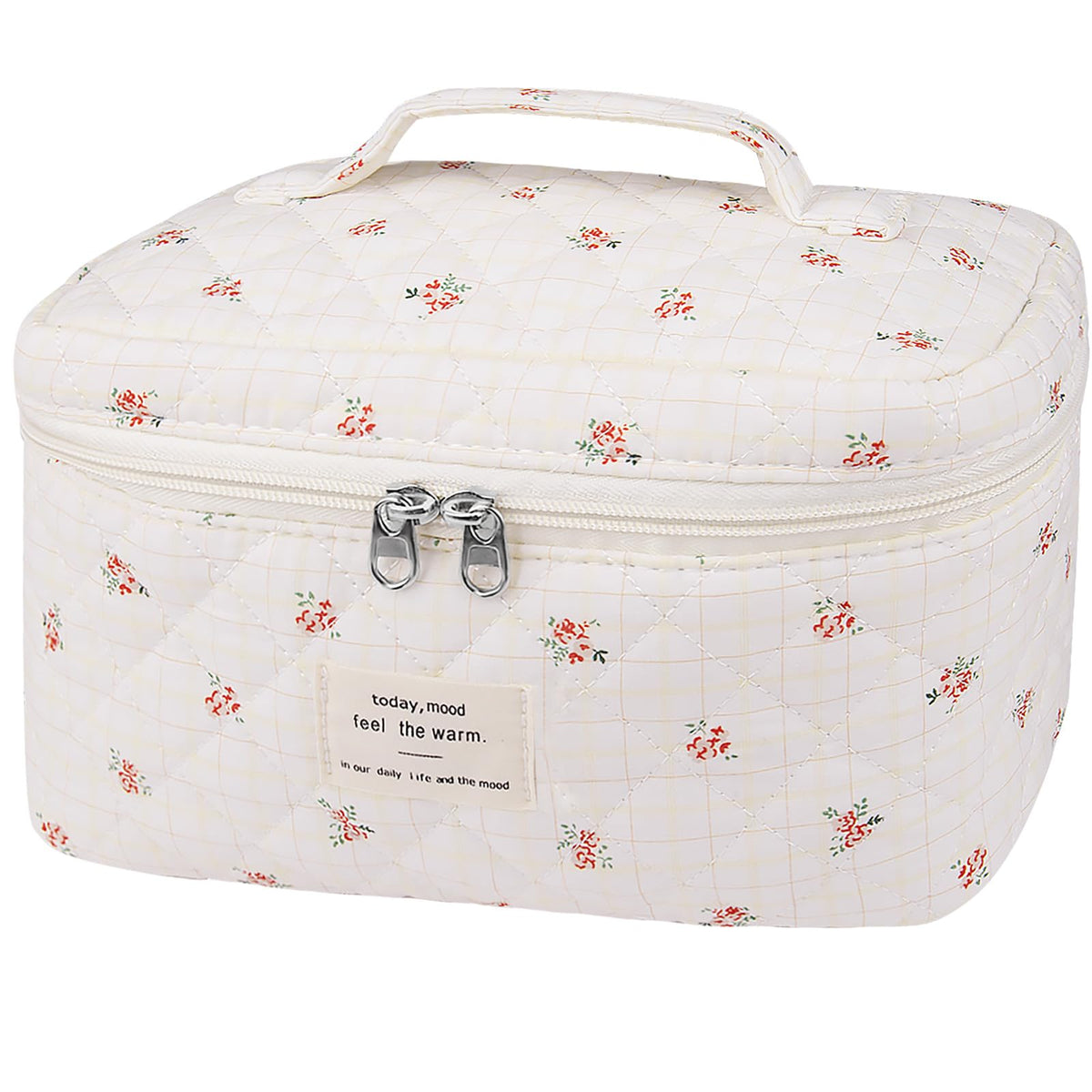 Gosect Large Makeup Bag, Cute Cosmetic Bag for Women Girls, Floral Coquette Aesthetic Toiletry Bag, Travel Make Up Organizer Bag (BDLH)