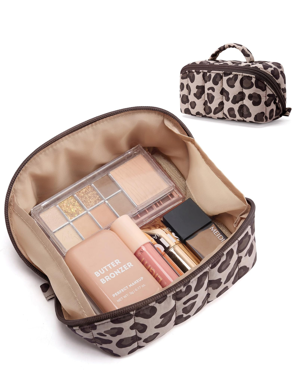 BAGSMART Puffy Travel Makeup Bag Toiletry Bag for Women, Black