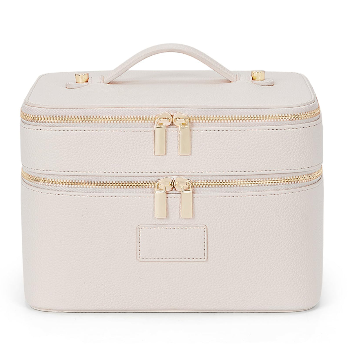 HiTotes Large Makeup Bag Duo Vanity Case for Women Leather Makeup Case Travel Toiletry Bag Portable Double Layer Cosmetic Bag