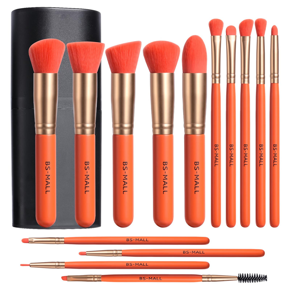 BS-MALL Makeup Brushes Premium Synthetic Foundation Powder Concealers Eye Shadows 14 Pcs Purple for Makeup Beginner or Professional with Travel Case