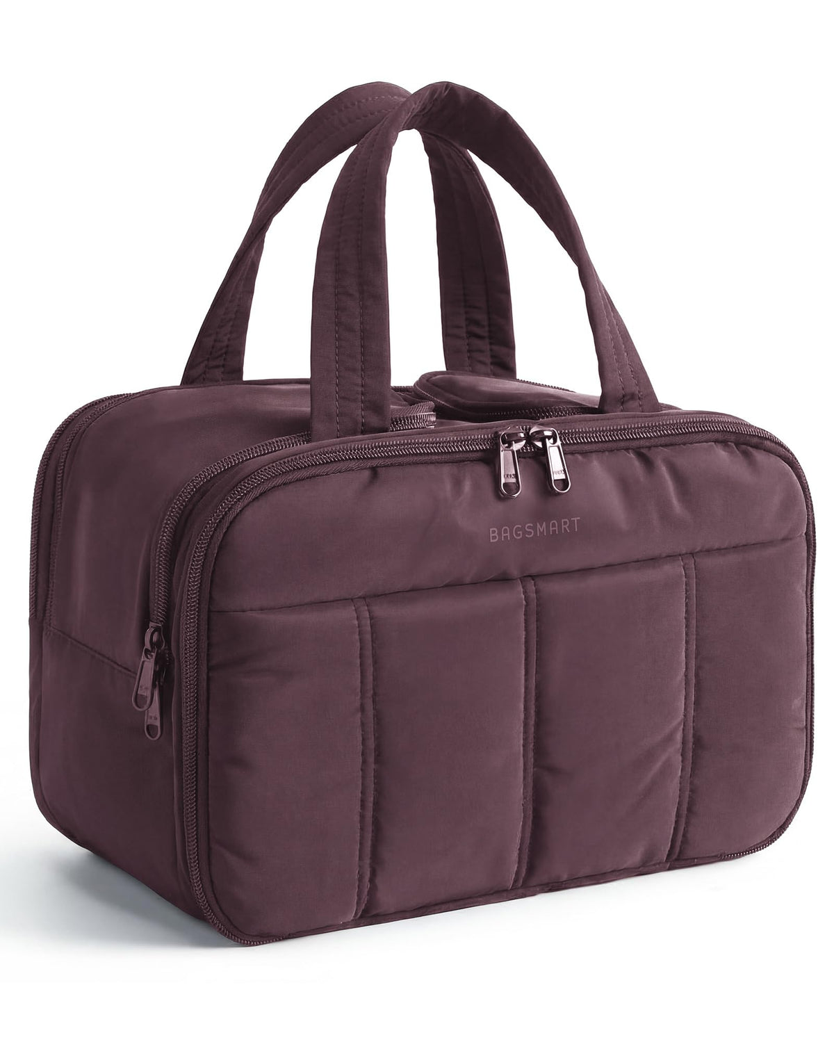 BAGSMART Travel Toiletry Bag, Puffy Large Toiletry Bag for Women, Lightweight Cosmetic Makeup Bag Organizer with Handle for Traveling, Accessories, Essentials, Toiletries (Green)