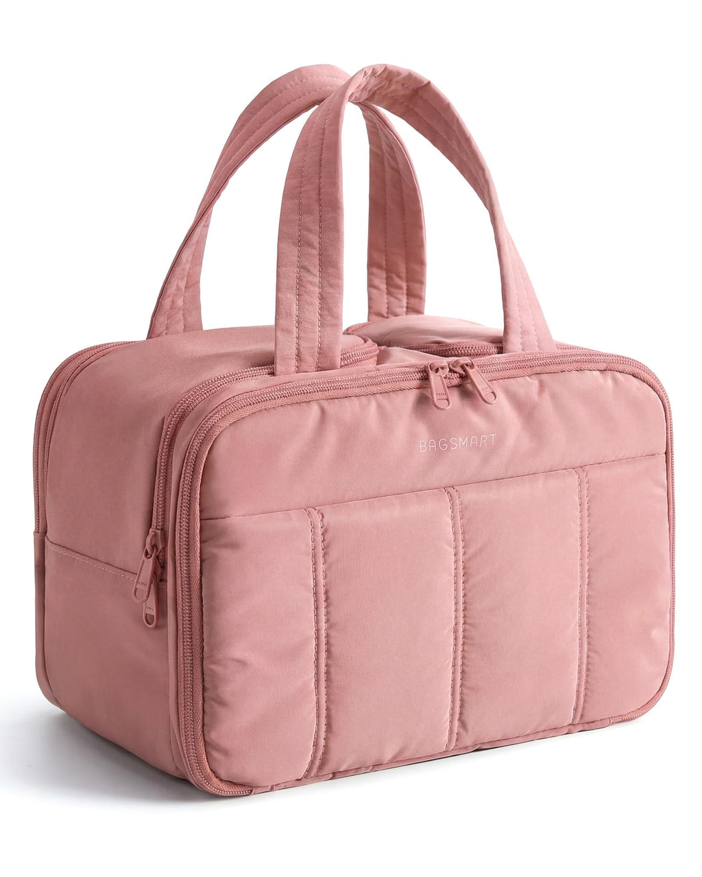BAGSMART Travel Toiletry Bag, Puffy Large Toiletry Bag for Women, Lightweight Cosmetic Makeup Bag Organizer with Handle for Traveling, Accessories, Essentials, Toiletries (Green)