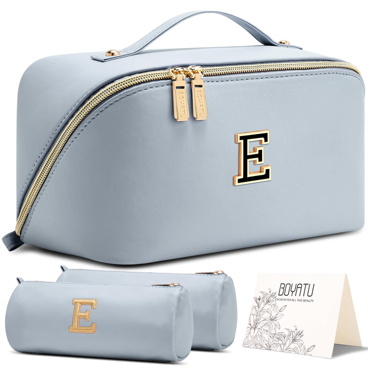 BOYATU Personalized Travel Makeup Bag: 3-in-1 Cosmetic Bag Gift for Women