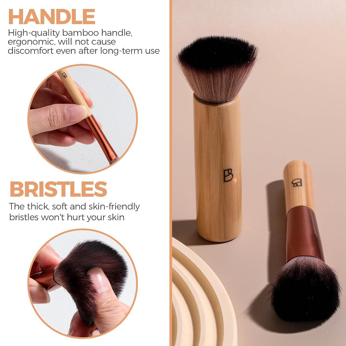 Travel Makeup Brush Set BS-MALL 10 Pcs Professional Bamboo - -friendly Eyeshadow Brush, Concealer Brush & Foundation Brush For Liquid Makeup - Lightweight Multi-purpose Daily Use With Makeup Bag