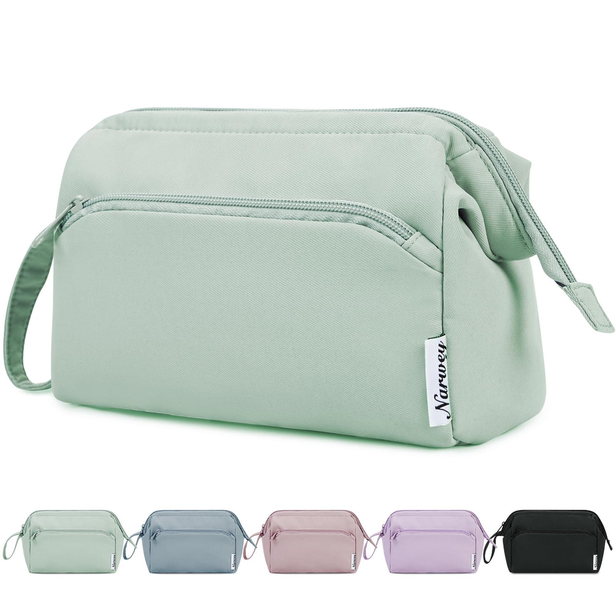 Narwey Travel Makeup Bag Toiletry Bag, Wide Open Cosmetic Bag for Women