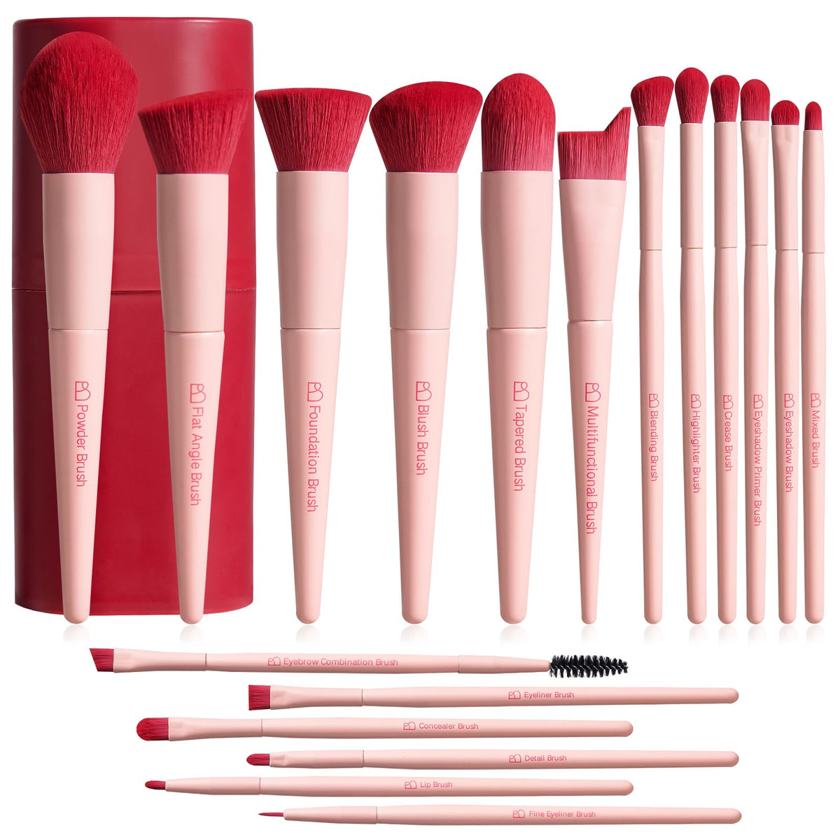 BS-MALL Makeup Brush Set 18 Pcs Premium Synthetic Foundation Powder Concealers Eye shadows Blush Makeup Brushes with black case (D-Brown)
