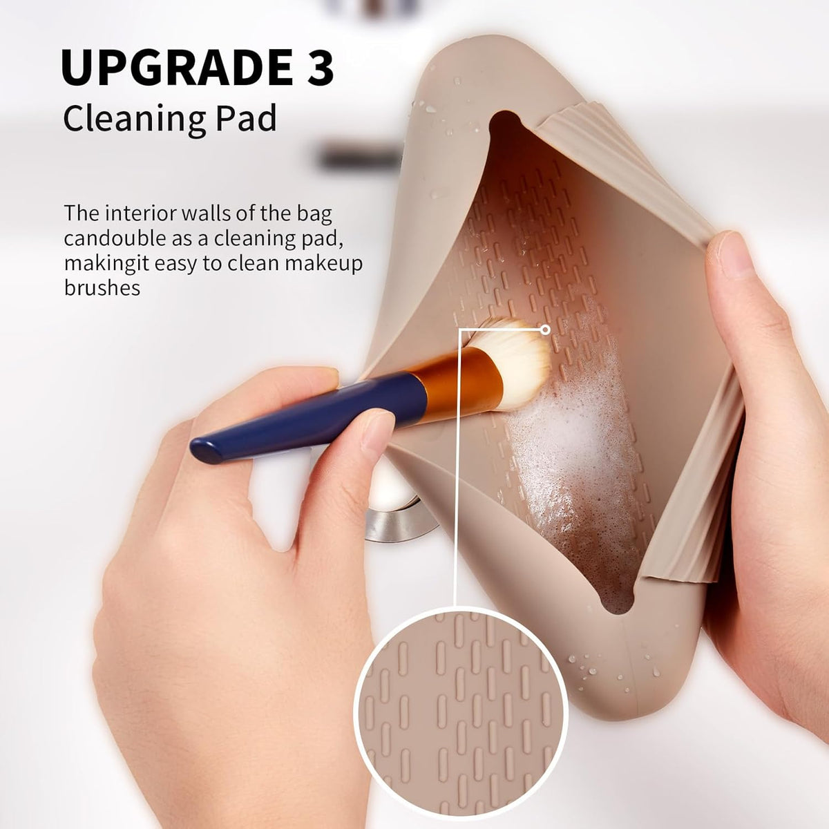 AGIKET Soft Silicone Makeup Brush Holder Large Travel Portable Cosmetic Bag