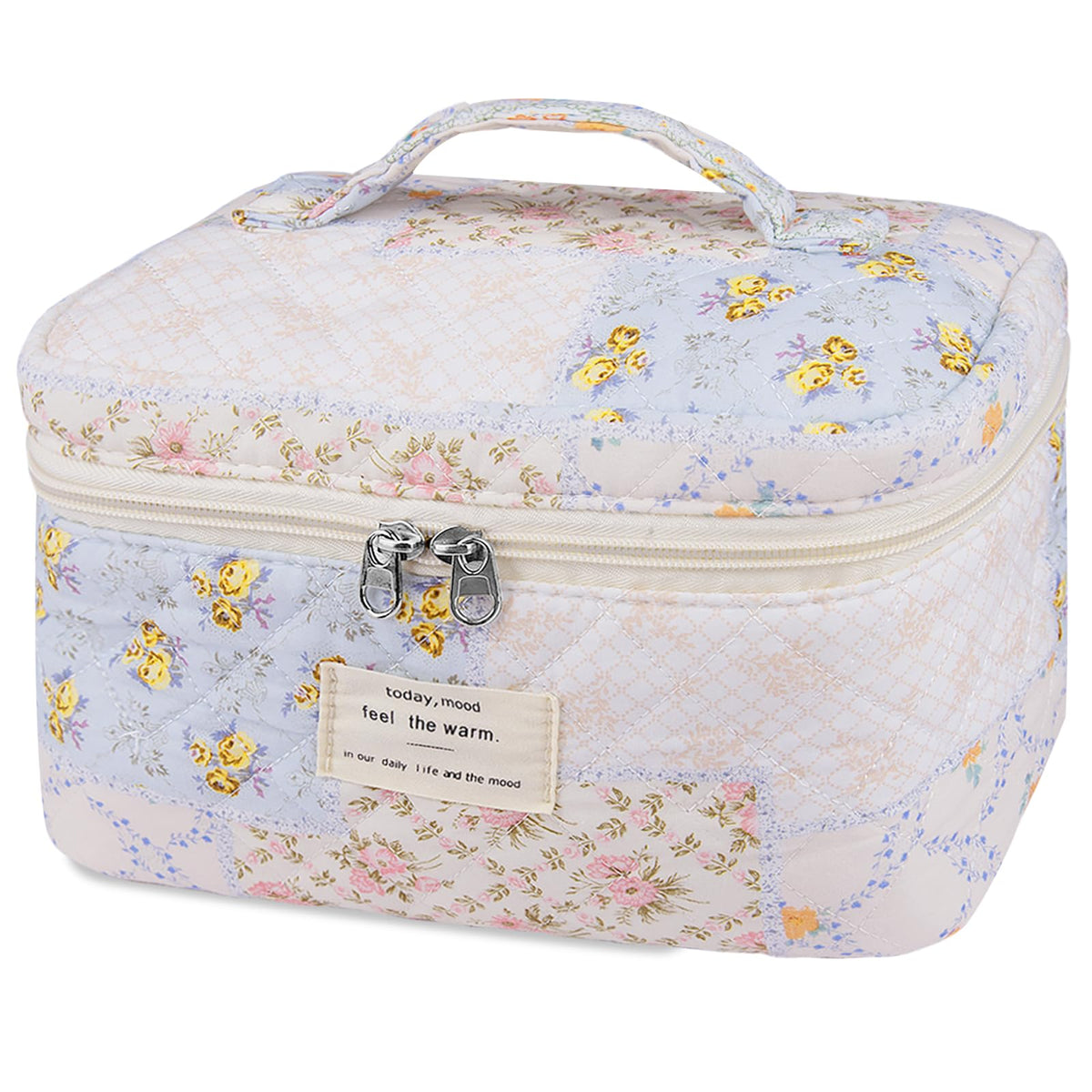Gosect Large Makeup Bag, Cute Cosmetic Bag for Women Girls, Floral Coquette Aesthetic Toiletry Bag, Travel Make Up Organizer Bag (BDLH)