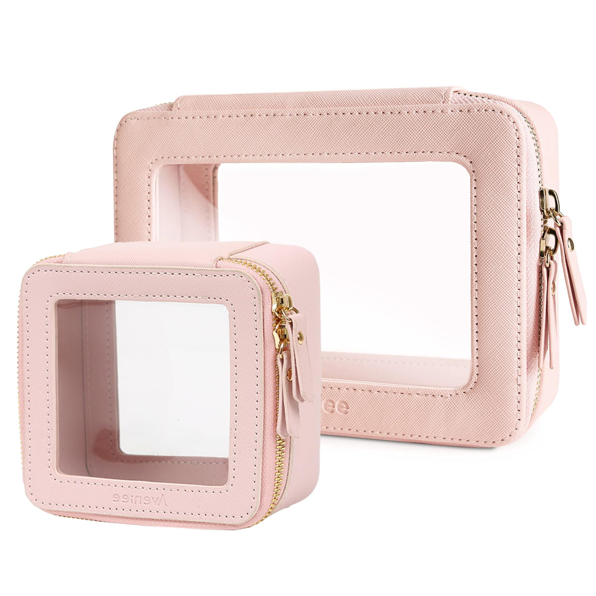 Aveniee Clear Makeup Bag Organizer, Travel Toiletry Bag Cosmetic Case for Women, Make Up Skincare Pouch Car Organizer Bag with Zippers for Essentials,White,Medium Classic