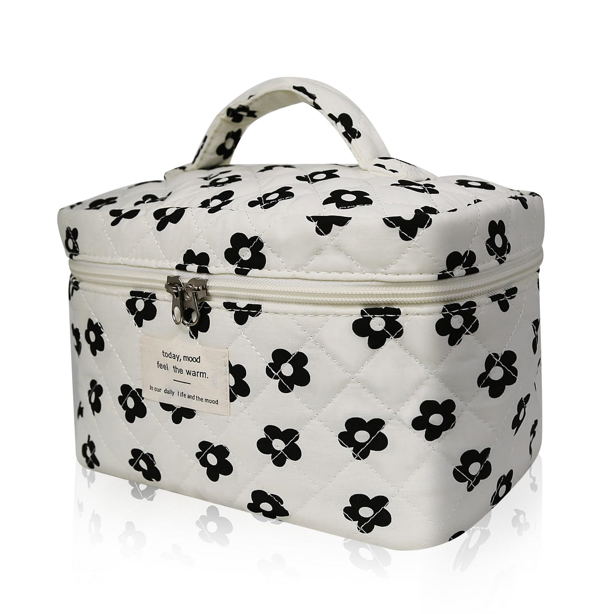 Gosect Large Makeup Bag, Cute Cosmetic Bag for Women Girls, Floral Coquette Aesthetic Toiletry Bag, Travel Make Up Organizer Bag (BDLH)