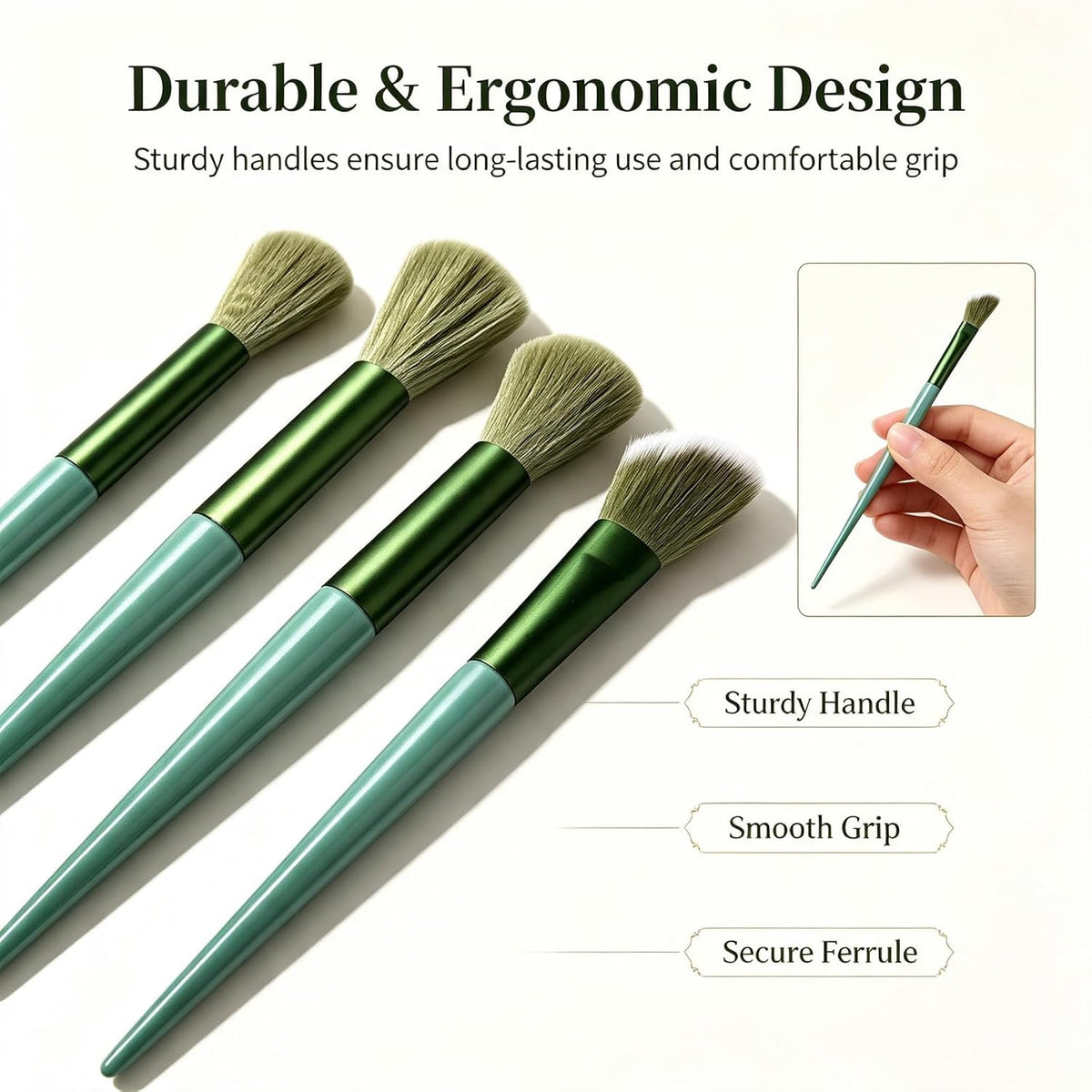 Makeup Brushes,13 PCS Makeup Brushes Set (Green)