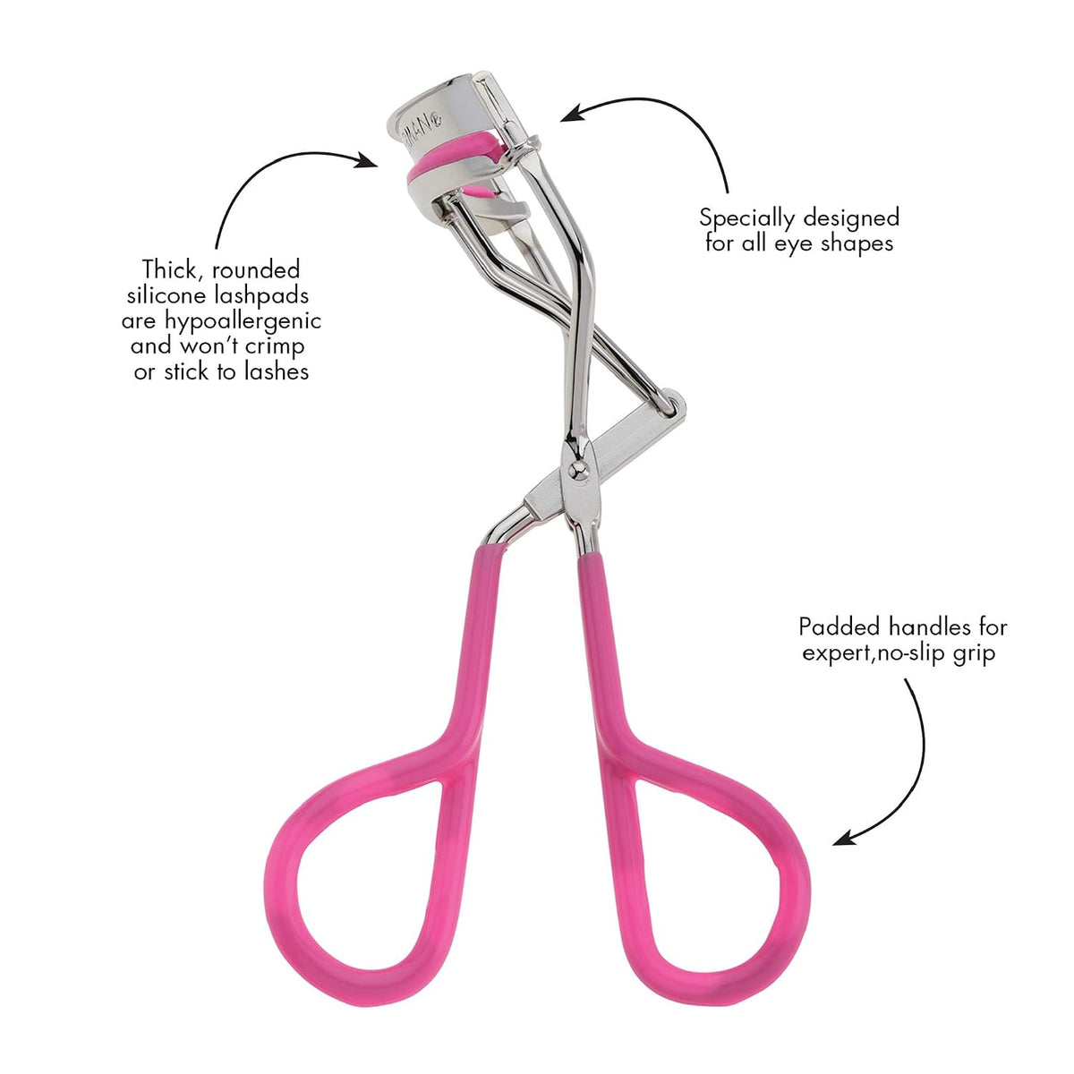 Tweezerman Comfort Grip Eyelash Curler for All Eye Shapes Neon Pink
