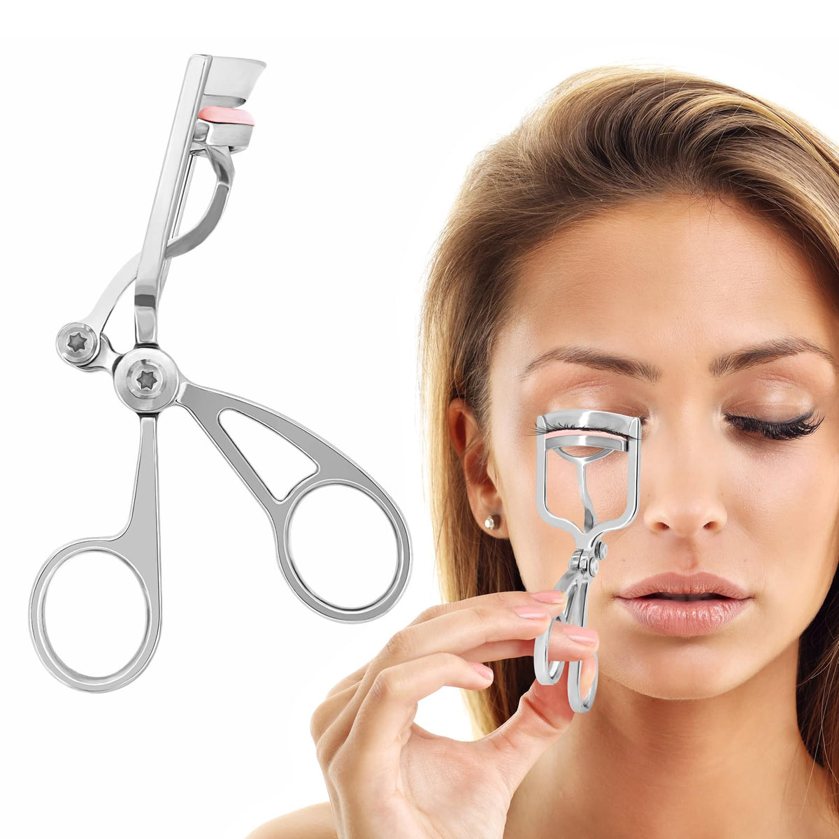 Luxurious Eyelash Curler, Professional Eyelash Curlers Long Lasting Lash Curl Eye Opening Voluminous Lashes Curler Heavy Duty, Zinc Alloy (Silver)