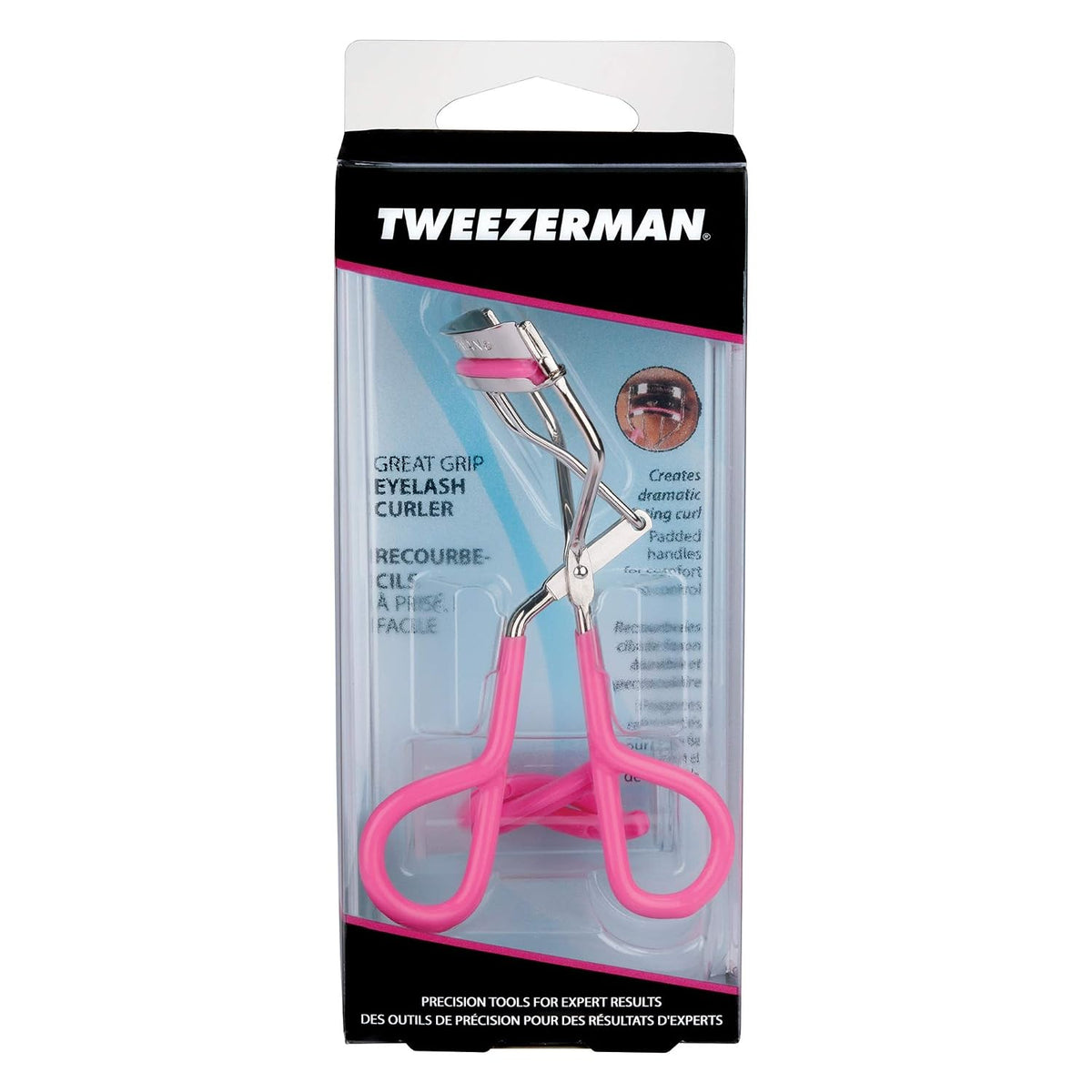 Tweezerman Comfort Grip Eyelash Curler for All Eye Shapes Neon Pink