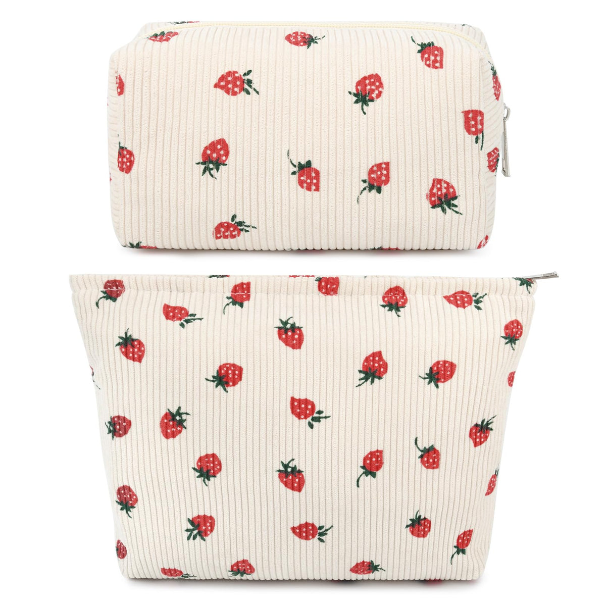 SOIDRAM 2 Pieces Makeup Bag Large Checkered Cosmetic Bag Capacity Canvas Mix Travel Toiletry Bag Organizer Cute Makeup Brushes Aesthetic Accessories Storage Bag for Women, Checkered Mix Rose Red