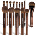 MAANGE 14-Piece Makeup Brush Set with Aluminum Ferrule- Premium Synthetic Makeup Brushes Kit Foundation Powder Brush Eye Shadow for Beginners & Professionals(Dark Coffe)