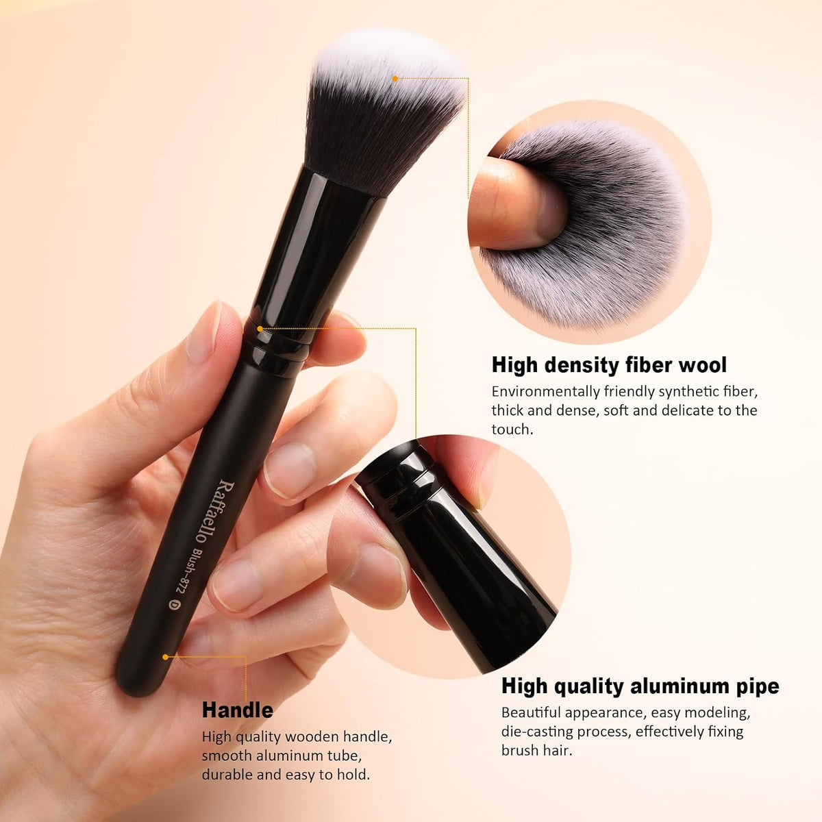 Raffaello Makeup Brushes 15Pcs Makeup Brush Set Premium Synthetic Bristles