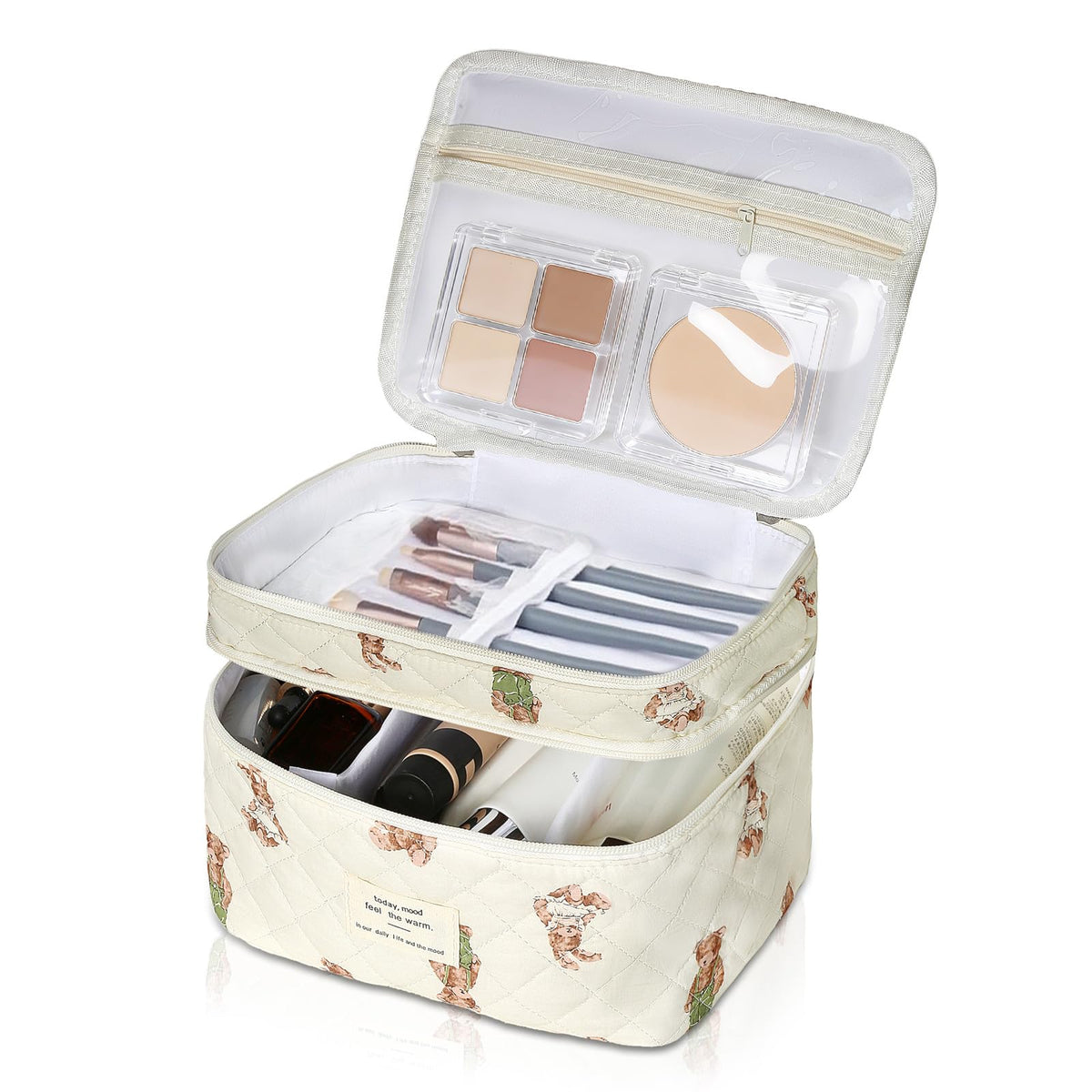 Gosect Large Makeup Bag, Cute Cosmetic Bag for Women Girls, Floral Coquette Aesthetic Toiletry Bag, Travel Make Up Organizer Bag (BDLH)