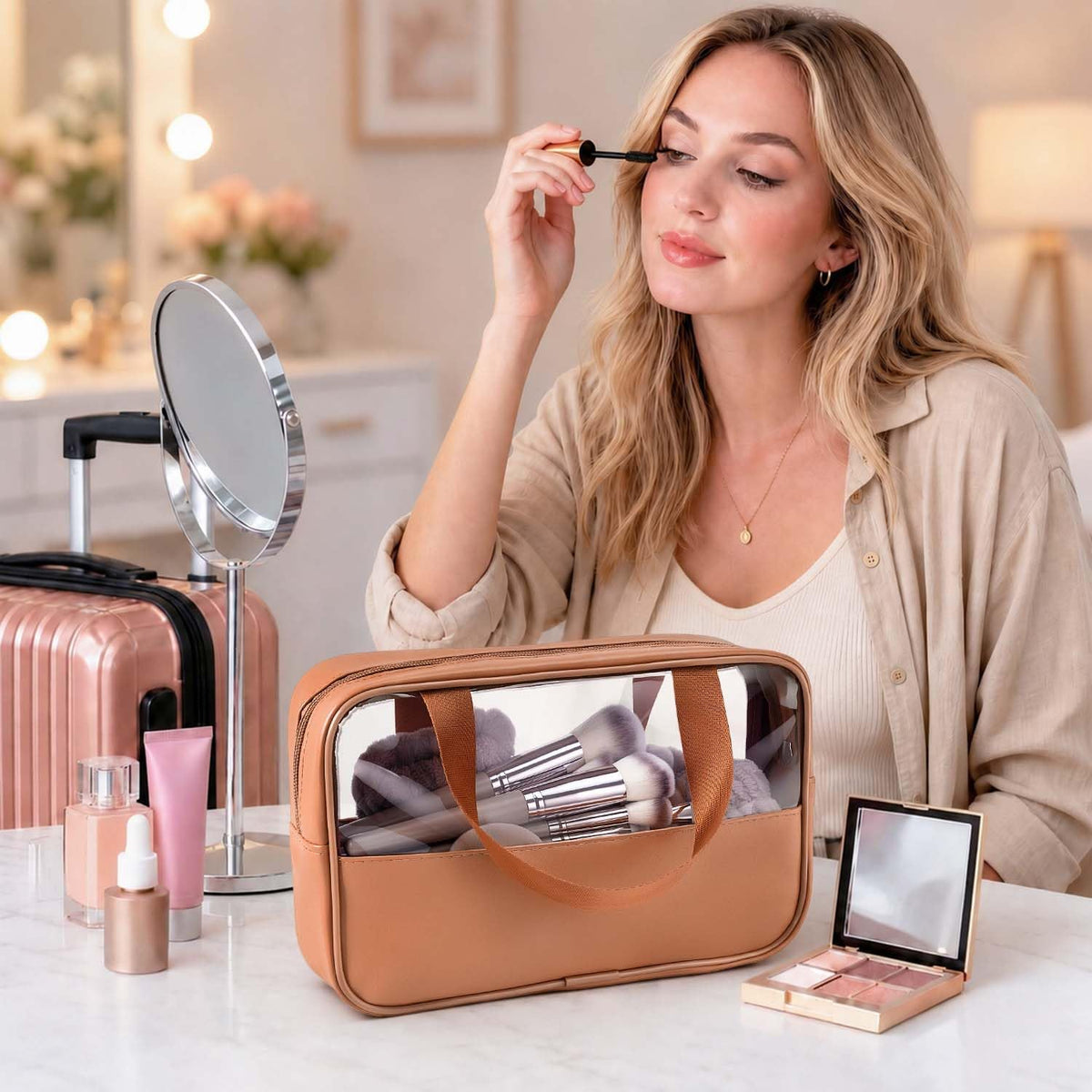 HGHDBT 55Pcs Brown Makeup Brushes Set Professional Makeup Kit Multi-functional Makeup Tool Set with Case Facial Makeup Accessories, Foundation Makeup Brush Kit Eye and Face Make up Brushes & Tools