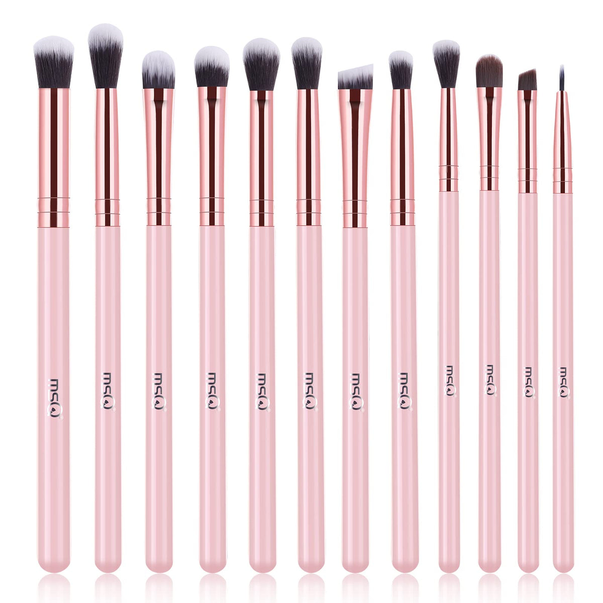 MSQ Eye Makeup Brushes 12pcs Rose Gold Eyeshadow Makeup Brushes Set with Soft Synthetic Hairs & Real Wood Handle for Eyeshadow, Eyebrow, Eyeliner, Blending(without bag)