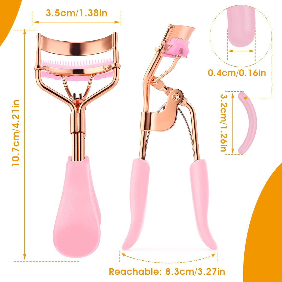 WLLHYF 10 Replacement Eyelash Curler Kit, Eye Lashes Curler (Pink)