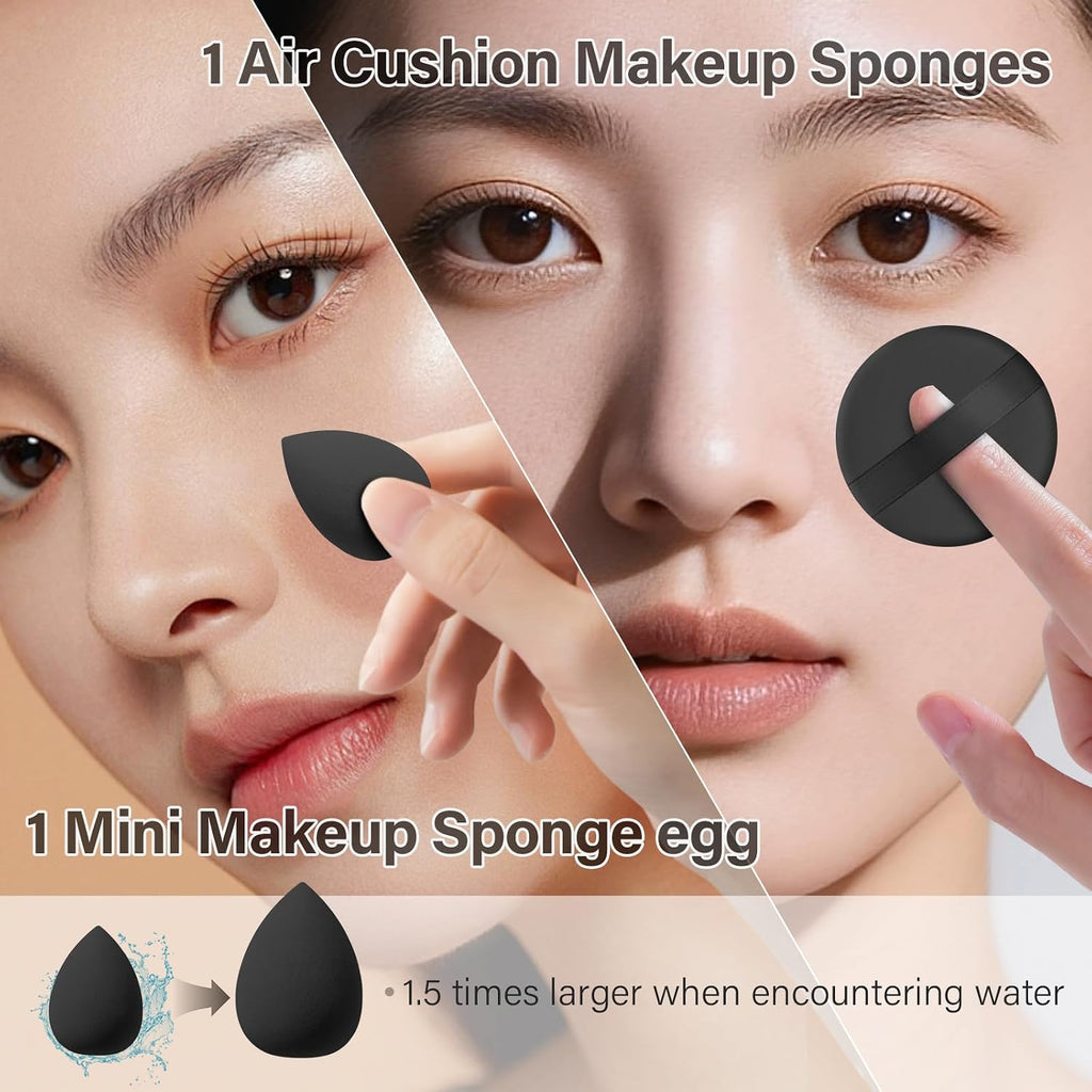 Makeup Brushes Set, Mlemle Professional 25 Pcs Makeup Kit, Include Powder Foundation Concealers Blush Eye shadows 21 Pcs Makeup Brushes and 2 Powder Puff, 2 Makeup Sponge(B02-CreamBlack)