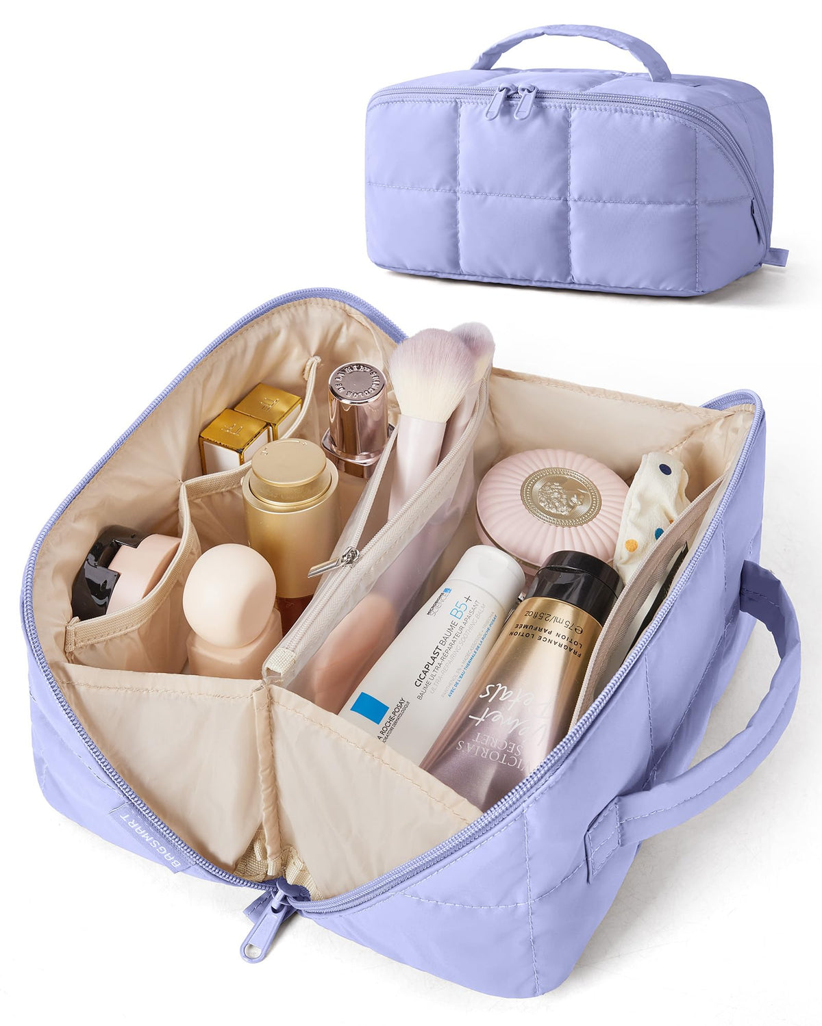 BAGSMART Flat-Open Makeup Bag, Travel Cosmetic Organizer Bag for Women