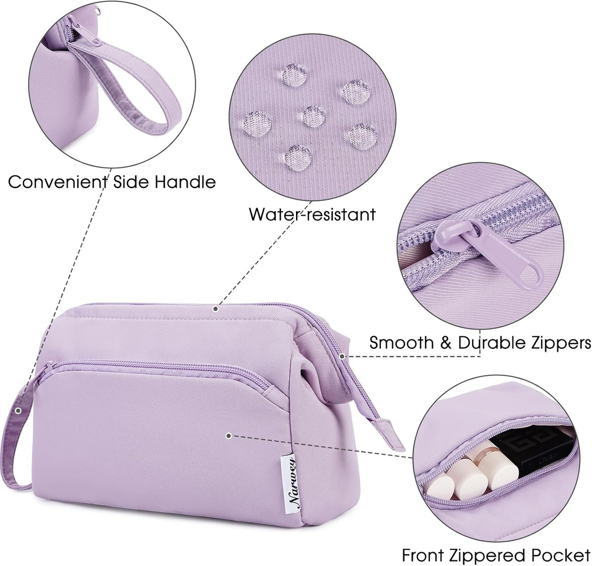 Narwey Travel Makeup Bag Toiletry Bag, Wide Open Cosmetic Bag for Women