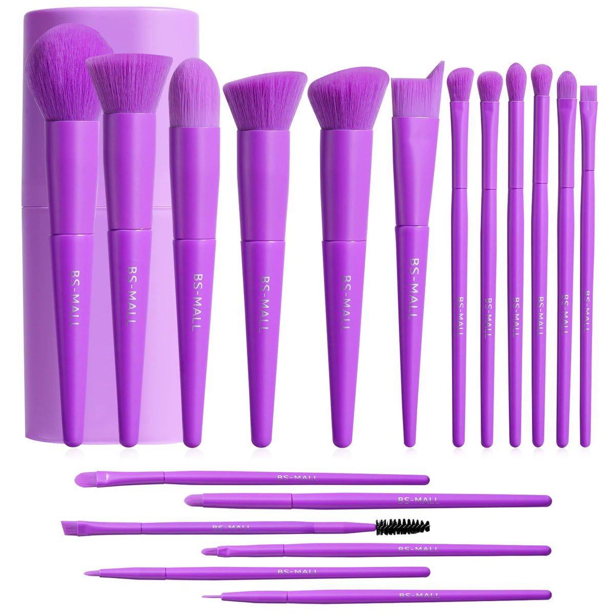 BS-MALL Makeup Brush Set 18 Pcs Premium Synthetic Foundation Powder Concealers Eye shadows Blush Makeup Brushes with black case (D-Brown)