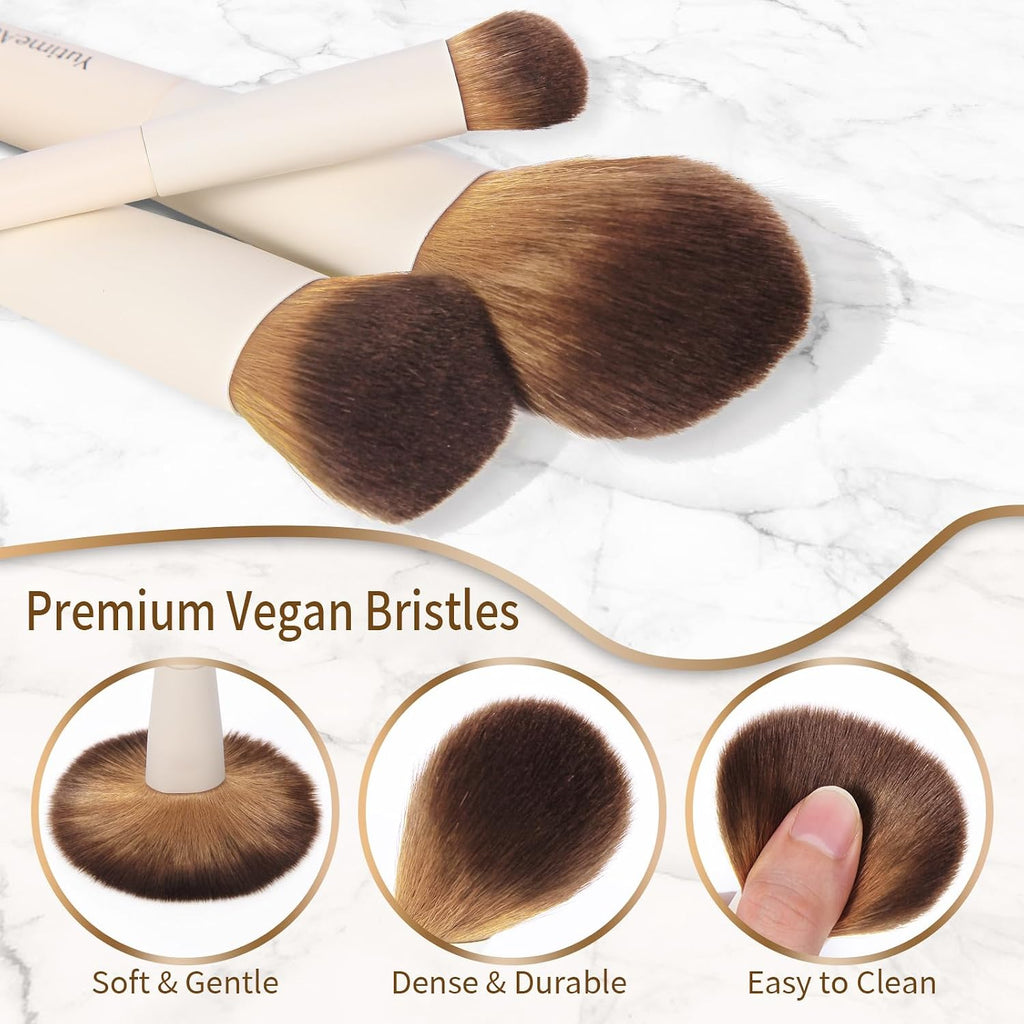 YutimeAura Makeup Brush Set 10pc, Dual-Ended Makeup Brushes For Bronzer, Contour, Eyeshadow, Blush, Concealer & Foundation Application