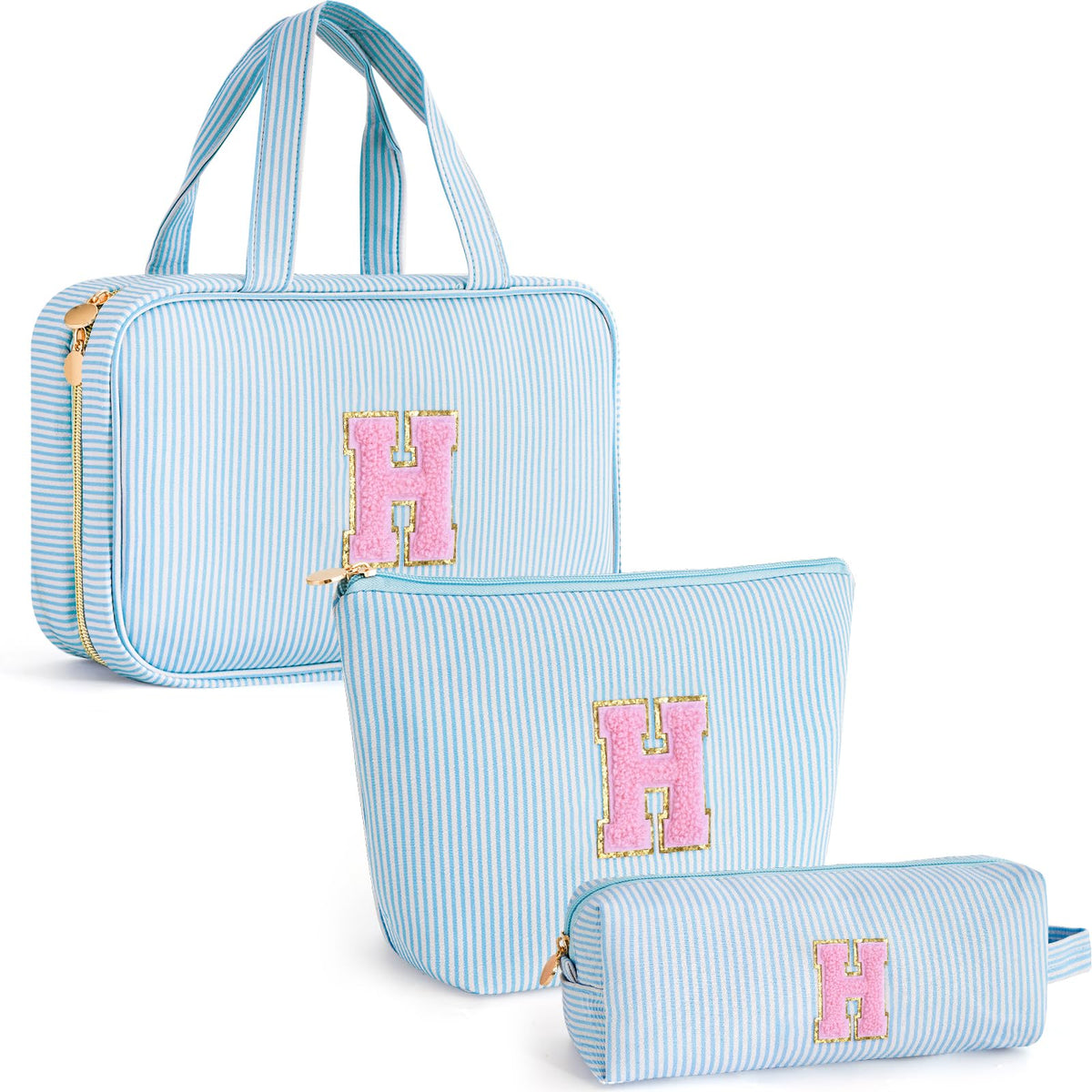 Gifts for Teen Girls Women - Personalized Toiletry Bag Initial Makeup Bag | Travel Cosmetic Bag | 8 9 10 11 12 13 14 15 16 Years Old Girl Gift Trendy Stuff - Blue A