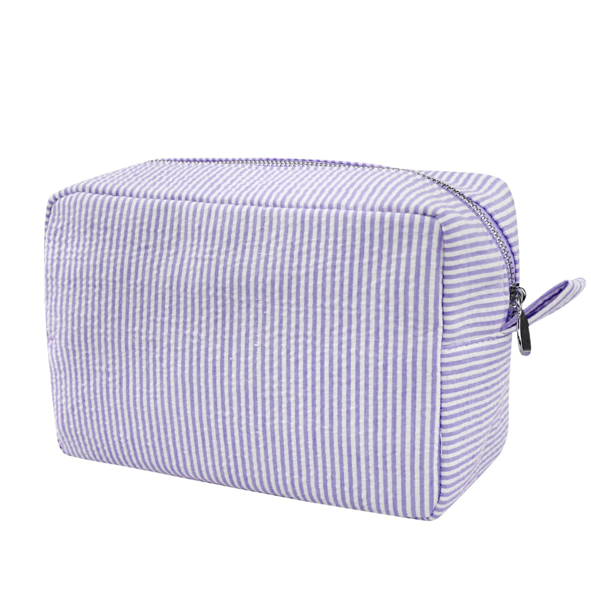 GFU Cosmetic Bags for Women, Seersucker Cosmetic Bag, Travel Toiletry Stripe Makeup Bag, Large Women Aesthetic Organizer Storage Pouch, Girls Handbags Purses, brown
