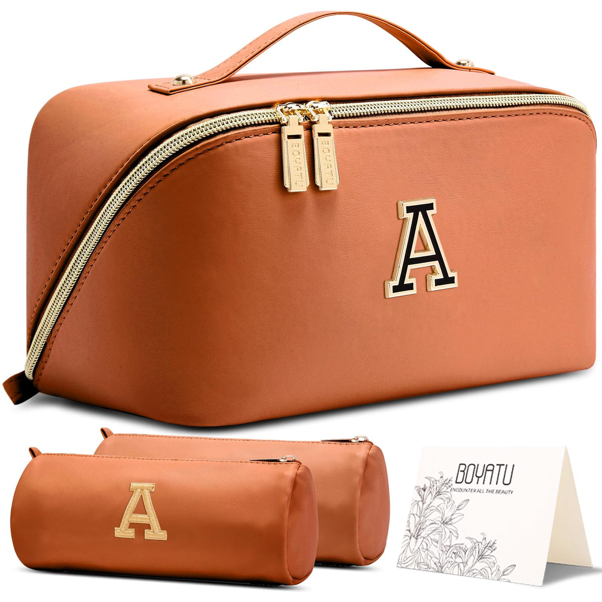 BOYATU Makeup Bag Gift for Women: 3-in-1 Travel Personalized Cosmetic Bag