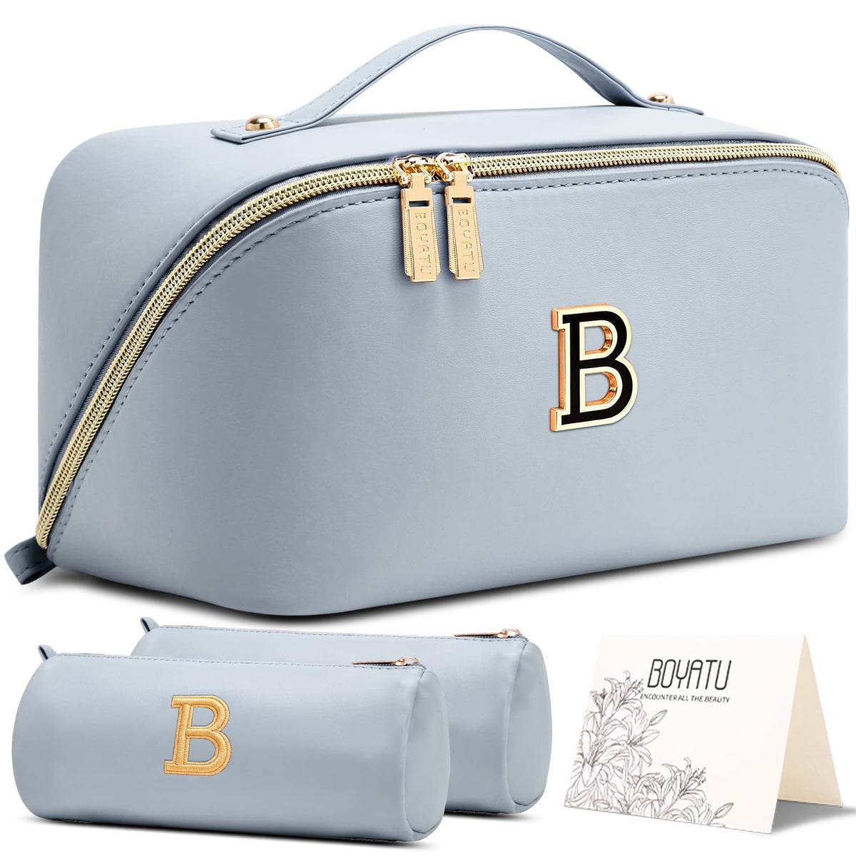 BOYATU Personalized Travel Makeup Bag: 3-in-1 Cosmetic Bag Gift for Women