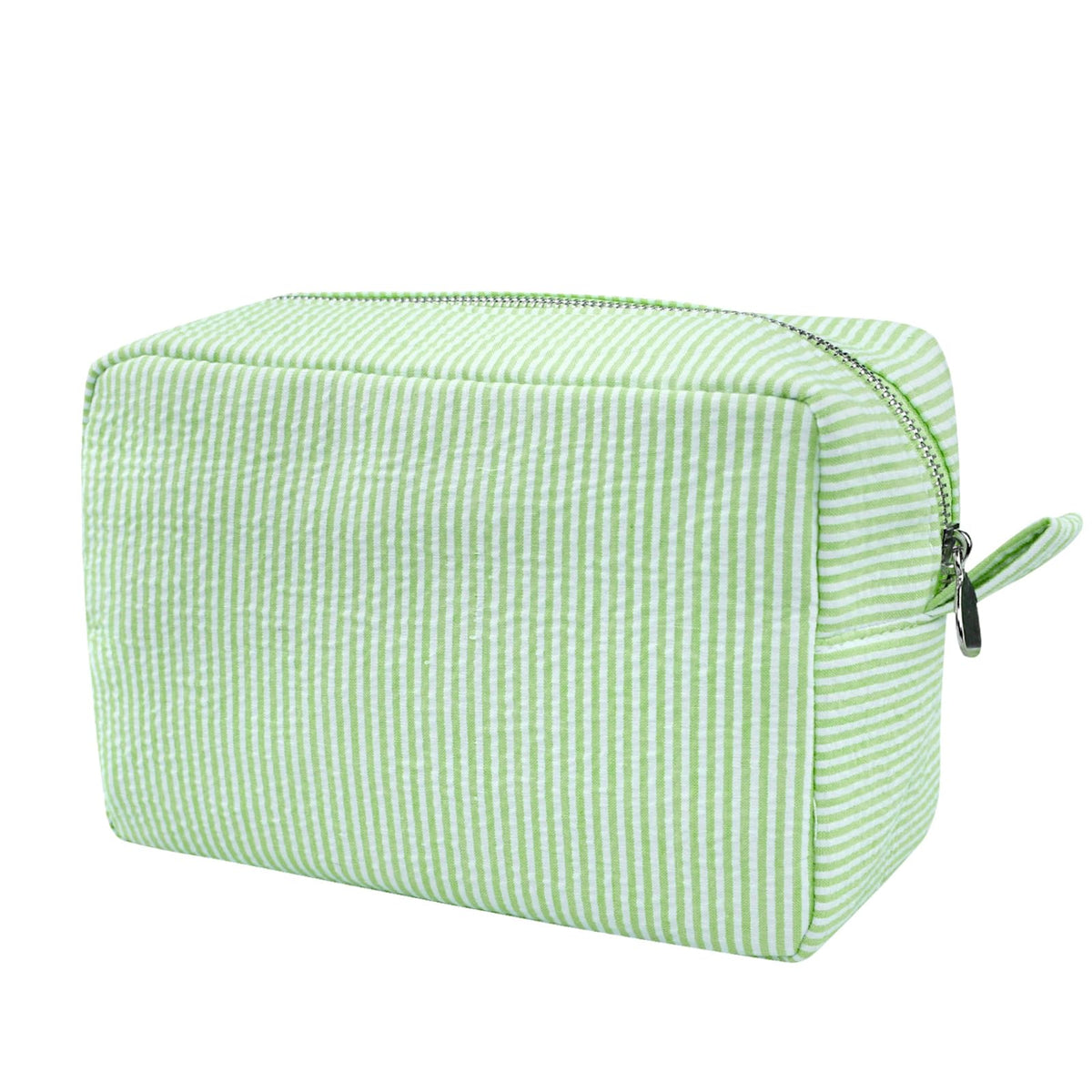 GFU Cosmetic Bags for Women, Seersucker Cosmetic Bag, Travel Toiletry Stripe Makeup Bag, Large Women Aesthetic Organizer Storage Pouch, Girls Handbags Purses, brown