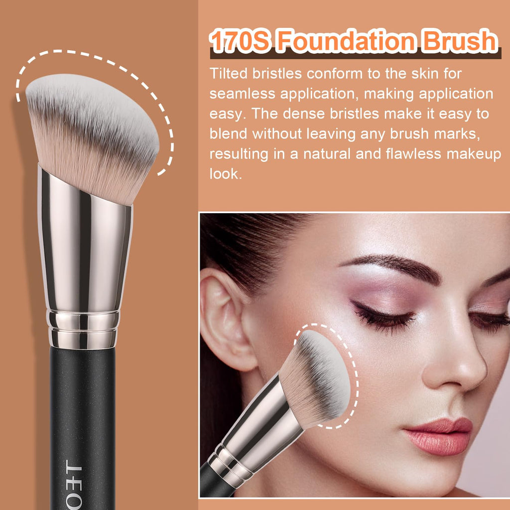 TEOYALL Foundation Contour Concealer Brush, 3Pcs Angled Blending Brush Set