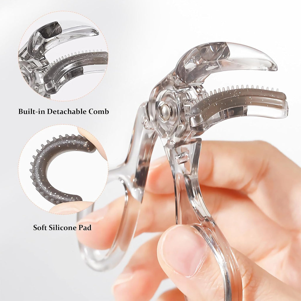 Eyelash Curler with Silicone Replacement Pads, Cute Eyelash Curler for Women, Clear Grey