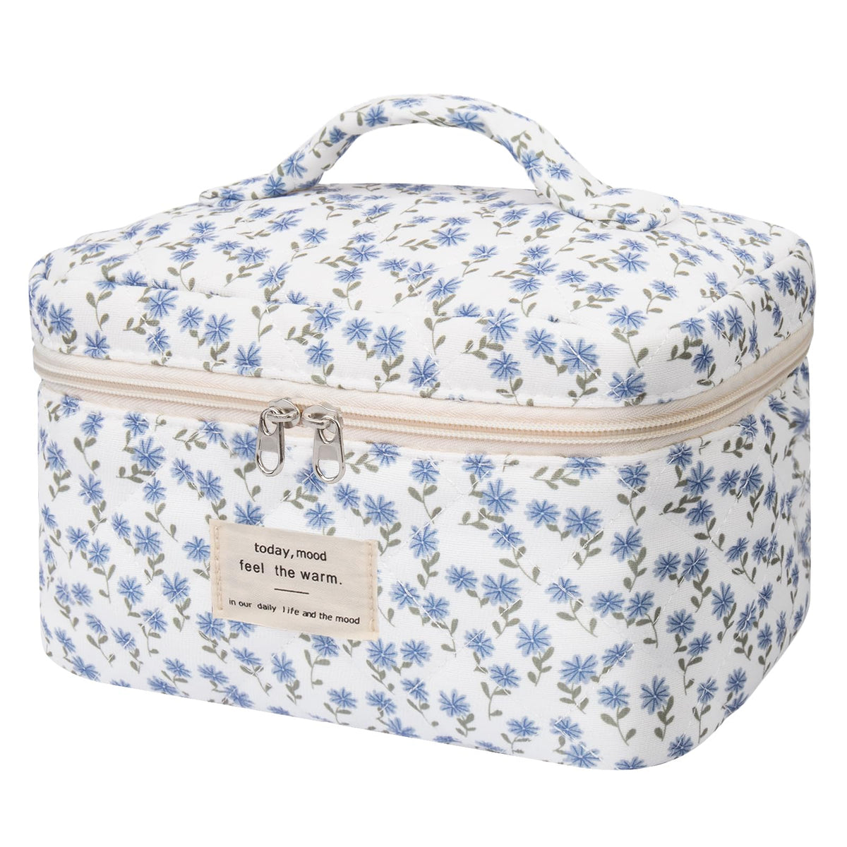 Gosect Large Makeup Bag, Cute Cosmetic Bag for Women Girls, Floral Coquette Aesthetic Toiletry Bag, Travel Make Up Organizer Bag (BDLH)
