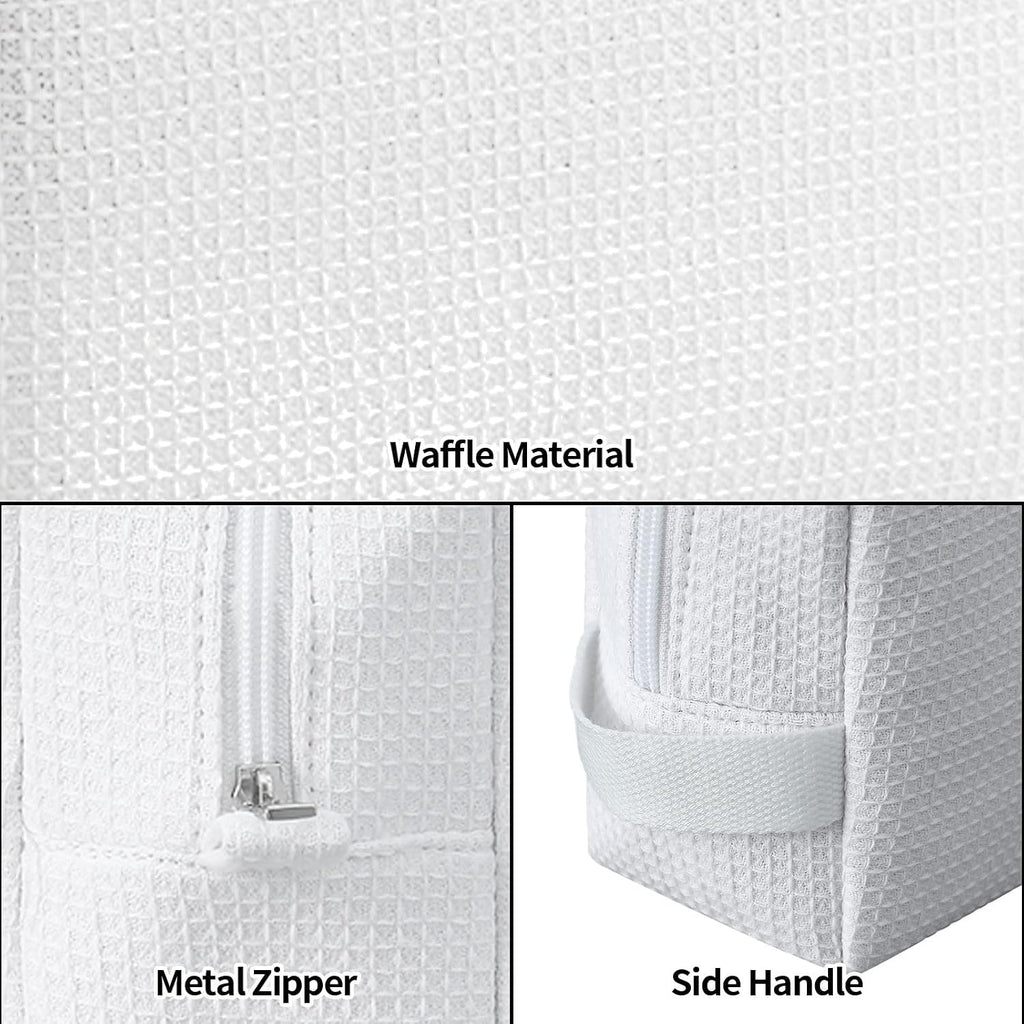 DYSHAYEN Small Waffle Makeup Bag for Travel, White