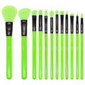 MODA Neon Green Makeup Brush Set, 12pc Colorful Face & Eye Brushes, Vegan