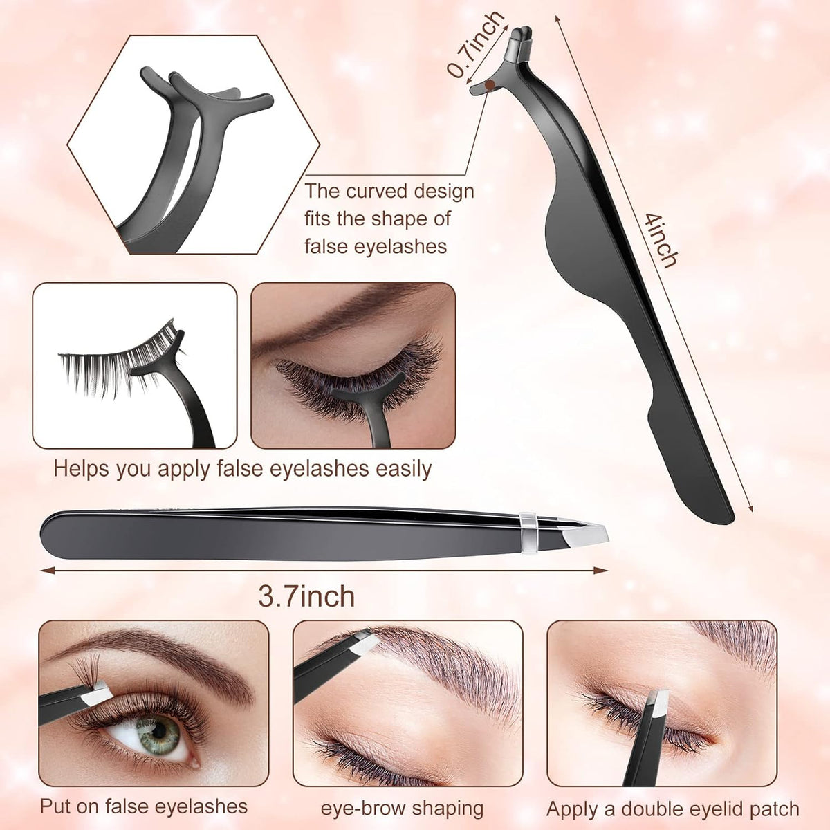 17 Pcs Eyelash Curlers Kit Lash Curler Eyelash Comb Seperator Extension Tweezers Eyebrow Brush Scissors False Eyelashes Applicator Eyebrow Trimmer Silicone Refills Pads for Women(Purple)