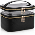 Double-layer Cosmetic Bag Makeup Bag Travel Makeup Bag Makeup Bags for Women Cosmetics Cases Portable Waterproof Foldable (Leopard)