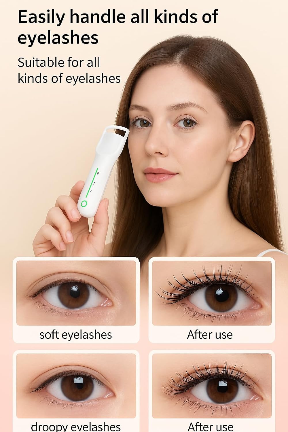 Rechargeable Electric Heated Eyelash Curler, Travel-Size Mini Portable Quick-Heating Lash Lifting Tool for All Lash Types, Long Lasting Curl