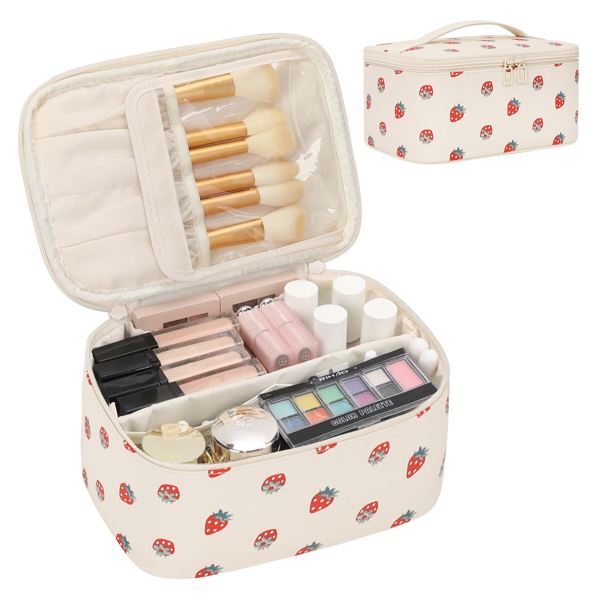 OCHEAL Makeup Bag, Portable Cosmetic Bag Black Make up Case Toiletry Bag