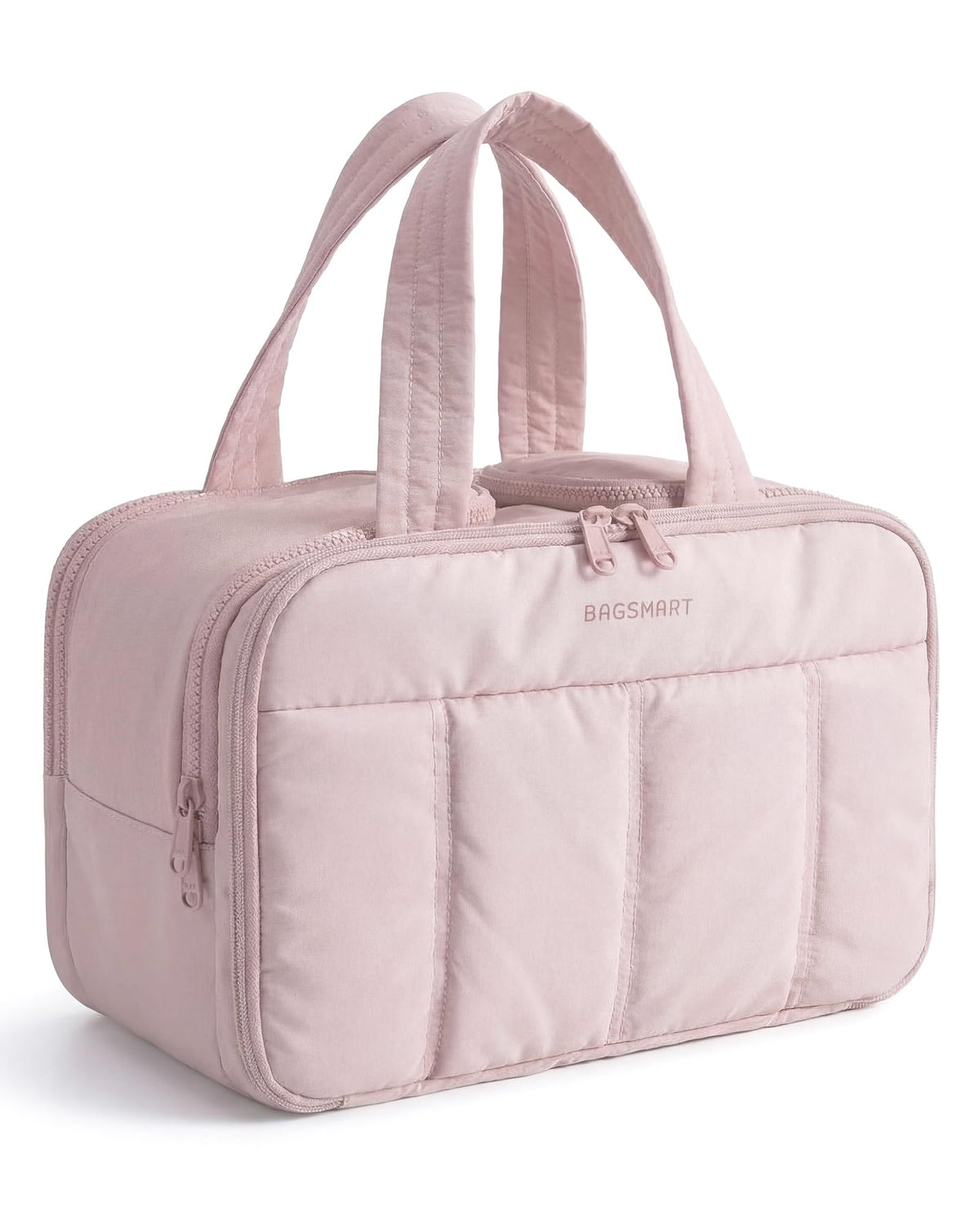 BAGSMART Travel Toiletry Bag, Puffy Large Toiletry Bag for Women, Lightweight Cosmetic Makeup Bag Organizer with Handle for Traveling, Accessories, Essentials, Toiletries (Green)