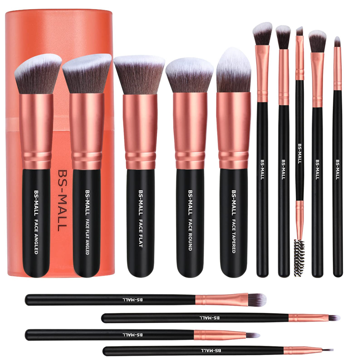 BS-MALL Makeup Brushes Premium Synthetic Foundation Powder Concealers Eye Shadows 14 Pcs Purple for Makeup Beginner or Professional with Travel Case