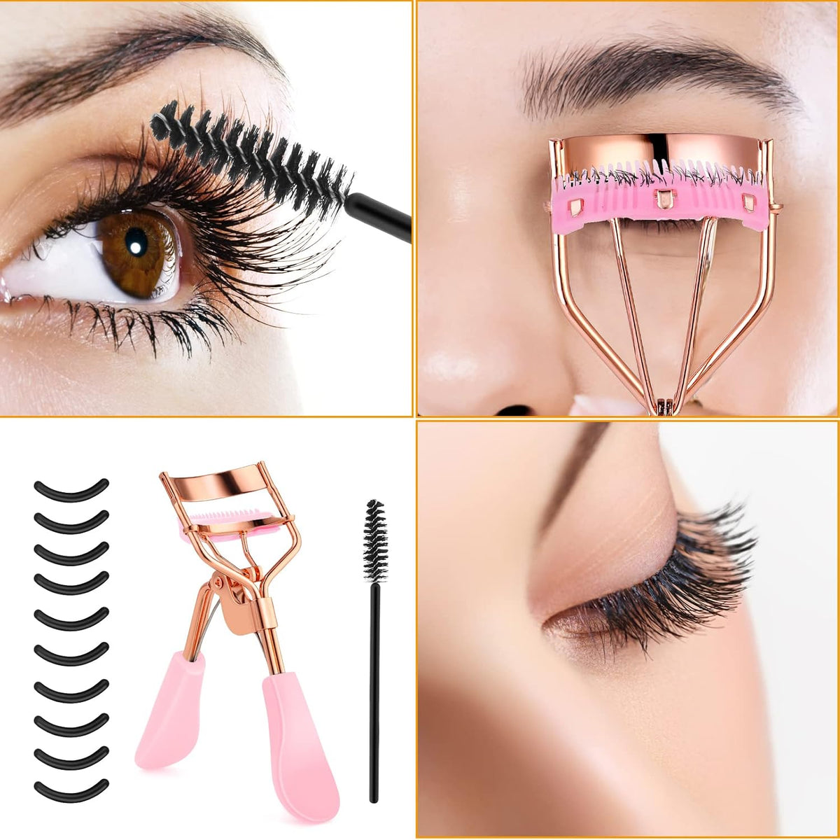 WLLHYF 10 Replacement Eyelash Curler Kit, Eye Lashes Curler (Pink)