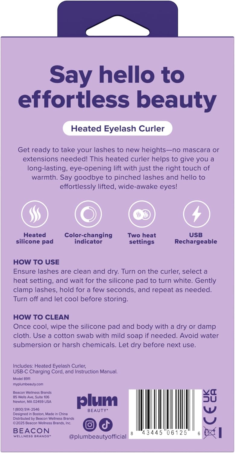 Plum Beauty Lash Lift Off Heated Eyelash Curler USB-C Rechargeable Electric