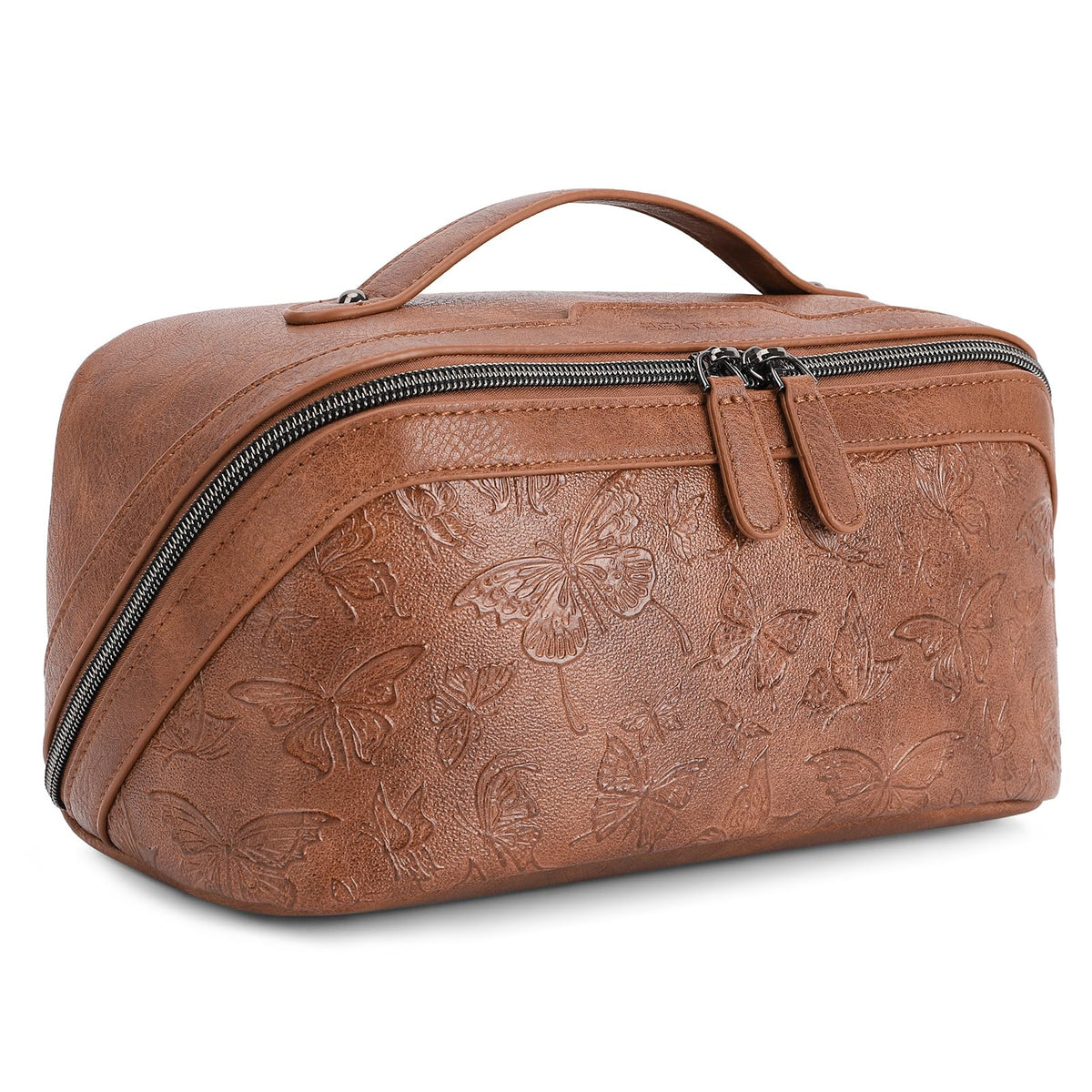 BELTANA Travel Makeup Bag for Women, Butterfly Flat Open Cosmetic Bag